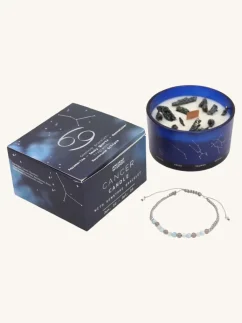 Rak - krištáľová sviečka s náramkom z drahokamov, 320g