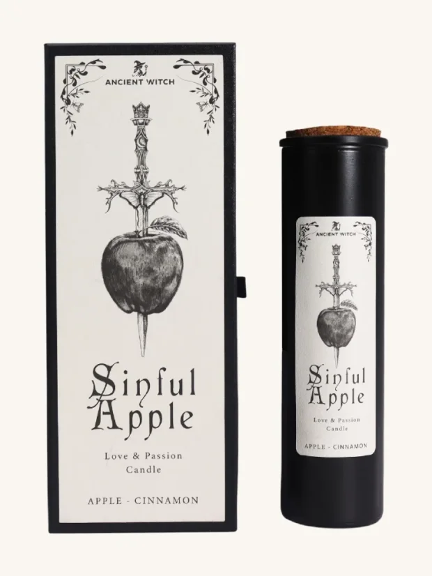 Očistné čarovné sviečky, prémiové balenie, 20cm vysoká sviečka, Hriešne jablko