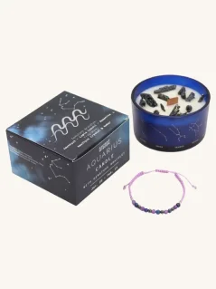Vodnár - krištáľová sviečka s náramkom z drahokamov, 320g