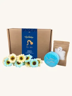Vodnár - darčekový box s mydlovými kvetmi, šumivou bombou a soľou do kúpeľa