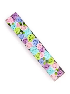 Mydlové kvety - extra dlhý darčekový box, modrý