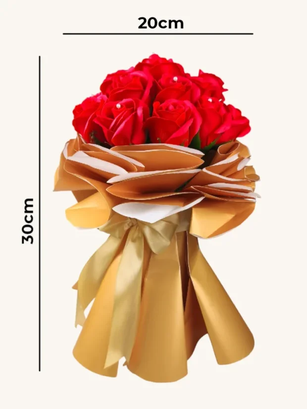 Mydlová kytica z ruží, samostojaca, bohatá dekorácia, červené ruže