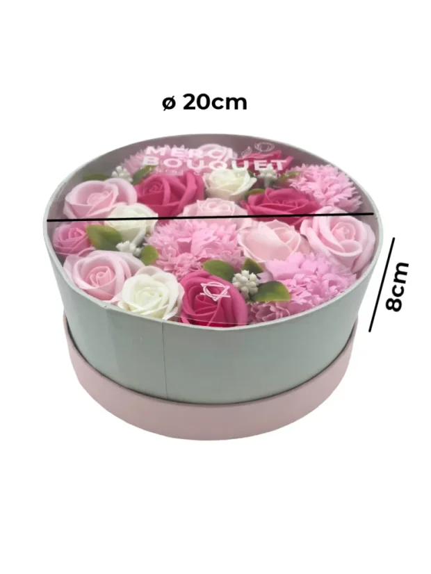 Mydlové kvety - okrúhly darčekový box, biela ivory