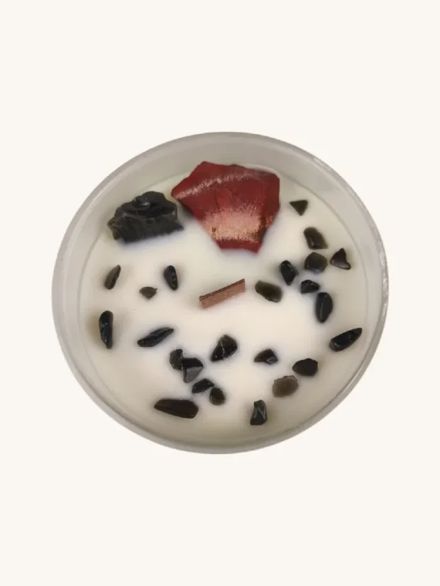 Čakrové sviečky s drahými kameňmi, 7 čakier, Koreňová čakra