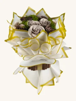 Luxusná mydlová kytica, honosný dekór, béžovo-hnedé farby