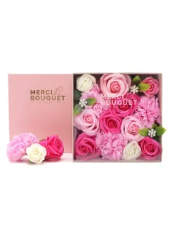 Mydlové kvety - štvorcový darčekový box, ružová