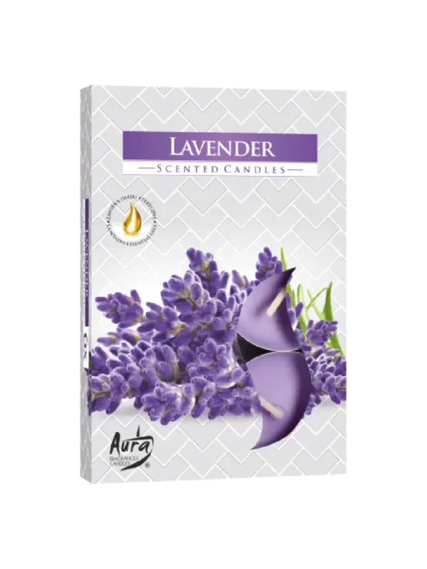Vonné čajové sviečky, set 6 ks, 3-4 hodiny horenia - P00124: Levanduľa
