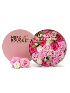 Mydlové kvety - okrúhly darčekový box, ružová