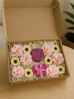 Darčekový box podľa znamenia, s mydlovými kvetmi, šumivou bombou a soľou do kúpeľa, 12 znamení