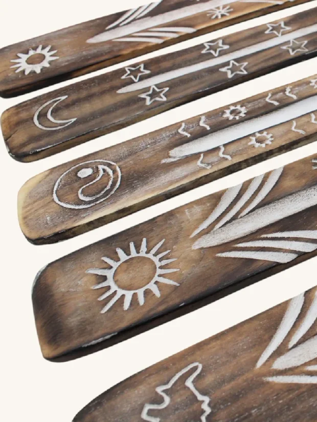 Stojan na vonné tyčinky, mangové drevo, biele, vymývané