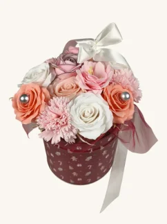 Mydlové kytice vo vianočnom boxe, ø12x17cm, červený box