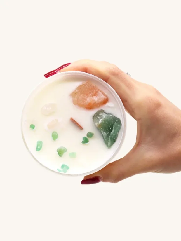 Čakrové sviečky s drahými kameňmi, 7 čakier, Srdcová čakra