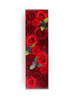 Mydlové kvety - dlhý darčekový box, klasické ruže