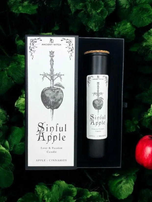 Očistné čarovné sviečky, prémiové balenie, 20cm vysoká sviečka, Hriešne jablko