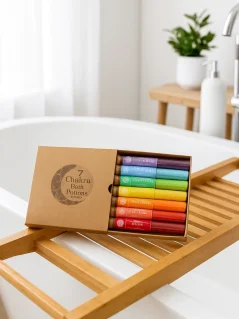 Soľ do kúpeľa - darčekové balenie, 7 ampuliek, Čakra farby