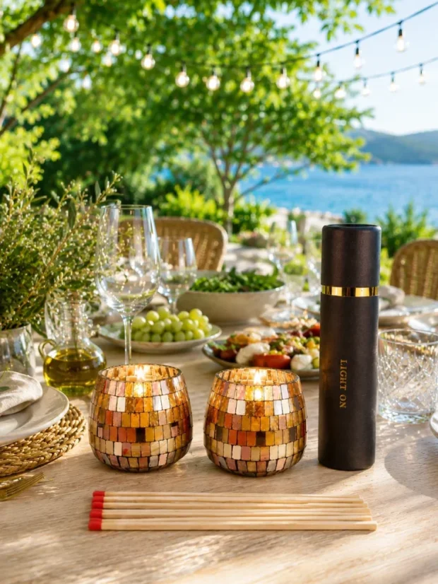 Sójová svíčka Golden Aura, balení 2 ks + zápalky, dárkový černý box s magnetickým uzávěrem