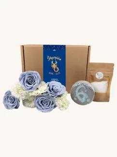 Škorpión - darčekový box s mydlovými kvetmi, šumivou bombou a soľou do kúpeľa