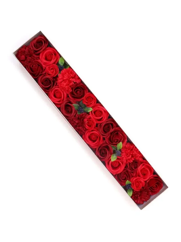 Mydlové kvety - extra dlhý darčekový box, klasické ruže