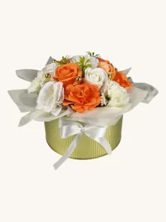 Mydlová kytica v darčekovom boxe, oranžová