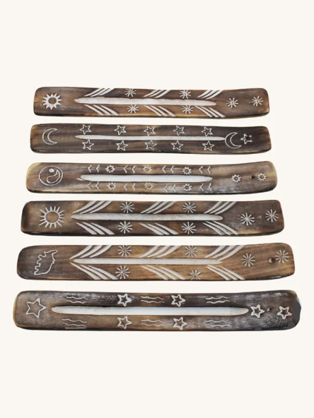 Stojan na vonné tyčinky, mangové drevo, biele, vymývané