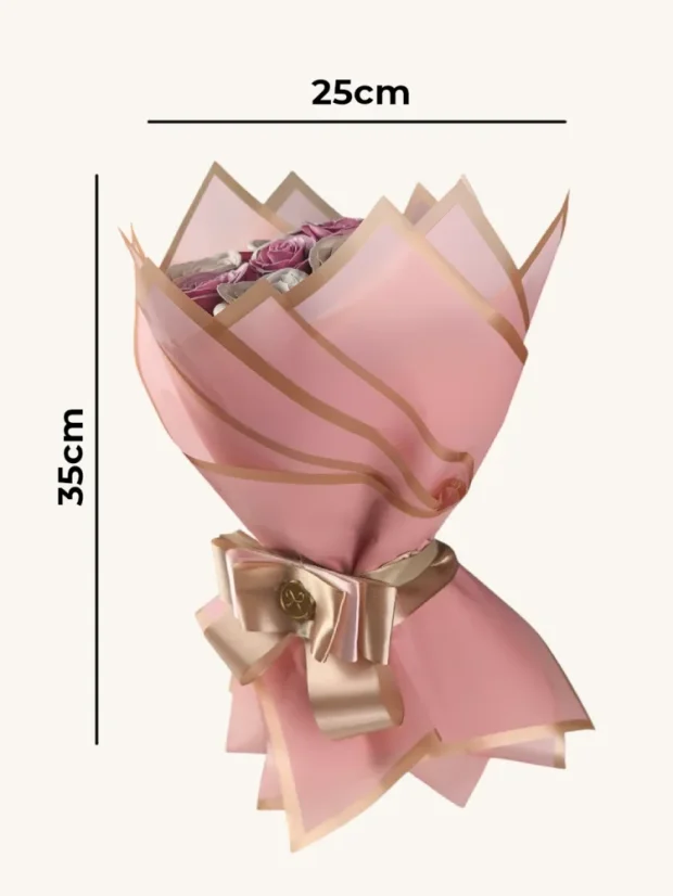 Elegantná mydlová kytica, trvácne mydlové ruže, ružovo-fialové farby