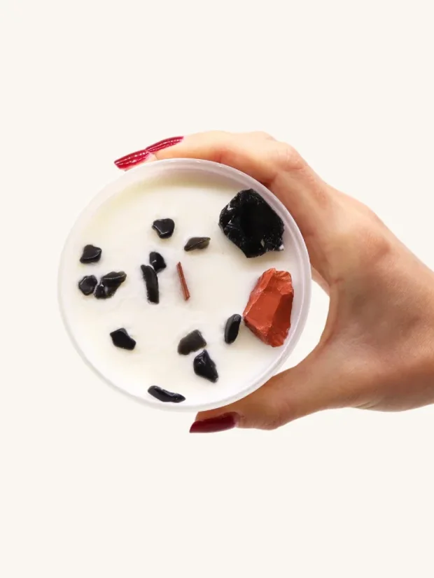 Čakrové sviečky s drahými kameňmi, 7 čakier, Koreňová čakra