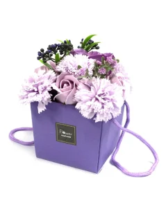 Mydlová kytica v darčekovom balení, levanduľová ruža