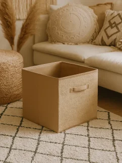 Skladací box, krabica, veľký 31x31cm, jutový, s držiakom