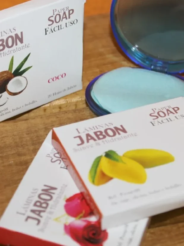 Papírová mýdla, jednorázová, 20 plátků, třešeň