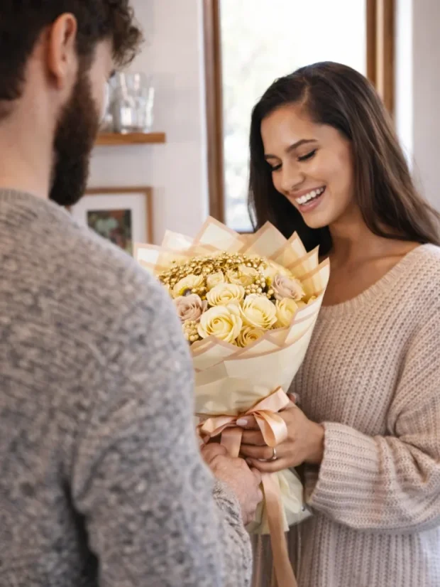 Mydlová kytica s pralinkami na výročie