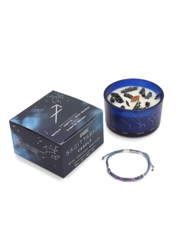 Krištáľové sviečky + náramok zdarma, podľa zverokruhu, 12 znamení - P00167: Strelec