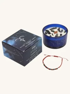 Baran - krištáľová sviečka s náramkom z drahokamov, 320g