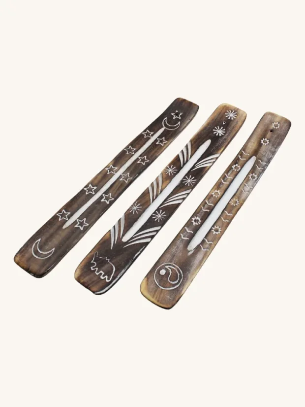 Stojan na vonné tyčinky, mangové drevo, biele, vymývané