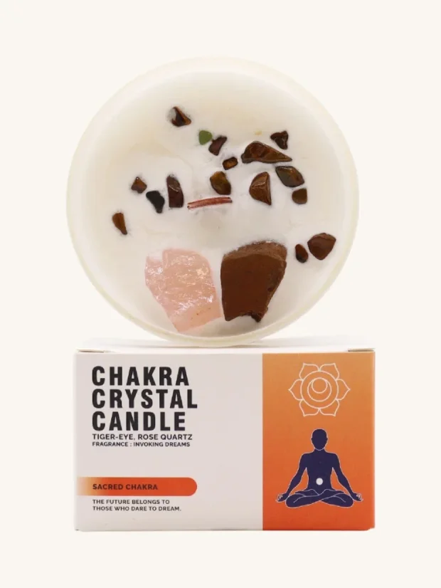 Čakrové sviečky s drahými kameňmi, 7 čakier, Posvätná čakra