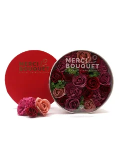 Mydlové kvety - okrúhly darčekový box, vintage ruže