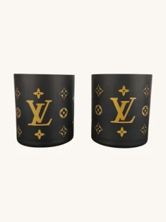 Sklenené poháre Louis Vuitton, 2ks, čierne, matné, v darčekovom boxe