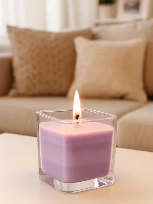 Sójová sviečka Aura Decor, 30-35 hodín horenia, levanduľa