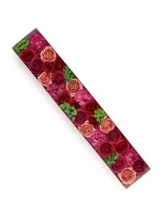 Mydlové kvety - extra dlhý darčekový box, vintage ruže