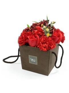 Mydlová kytica v darčekovom balení, červená ruža