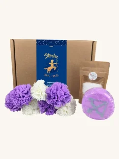 Strelec - darčekový box s mydlovými kvetmi, šumivou bombou a soľou do kúpeľa
