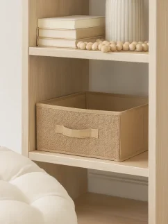 Skladací box, zásuvka, jutový, s držiakom