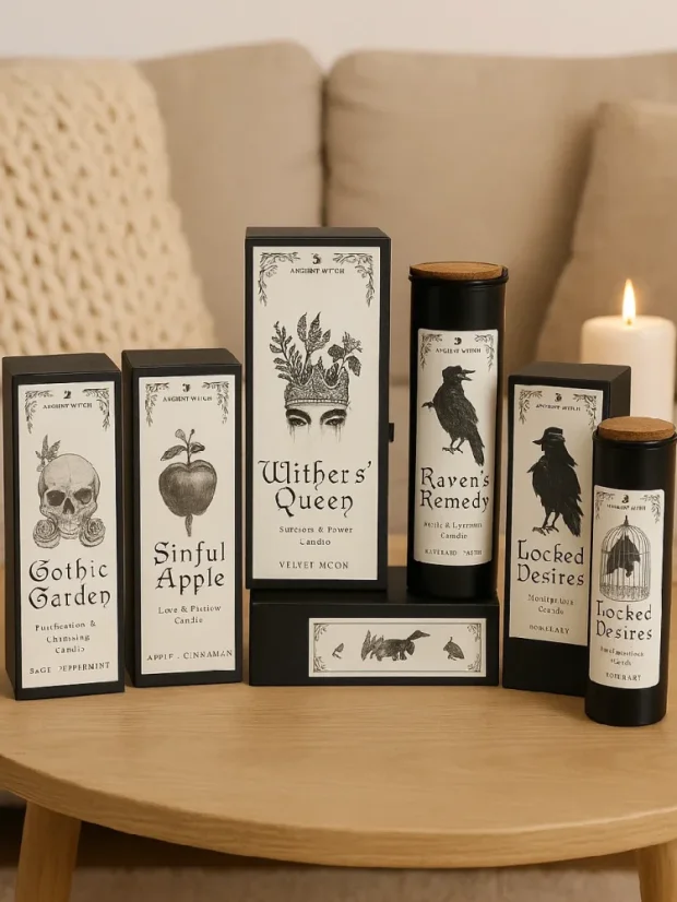 Očistné čarovné sviečky, prémiové balenie, 20cm vysoká sviečka, Hriešne jablko