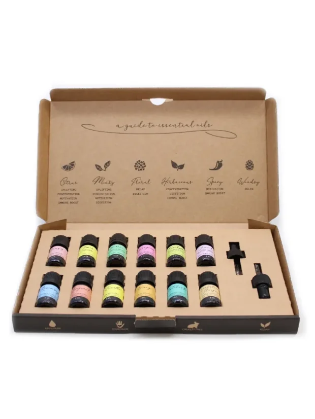 Aromaterapeutická sada esenciálnych olejov, 12x5ml, darčekové balenie - P00121: Top 12