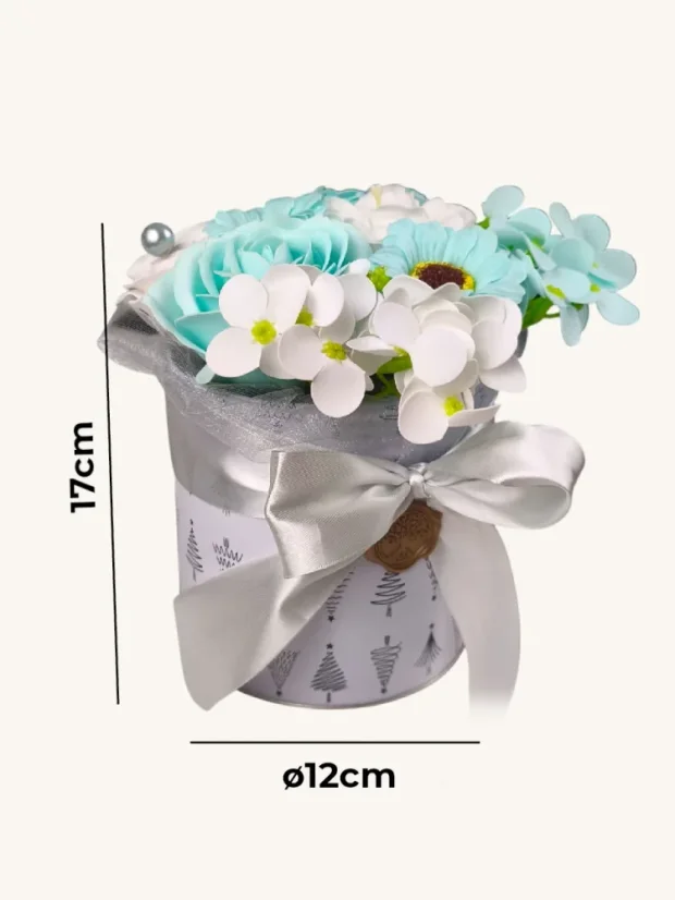 Mydlové kytice vo vianočnom boxe, ø12x17cm, biely box