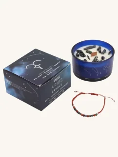Baran - krištáľová sviečka s náramkom z drahokamov, 320g