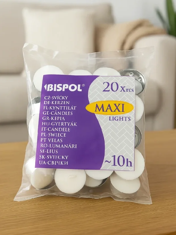 Čajové sviečky, balenie 20 kusov, 10 hodín horenia