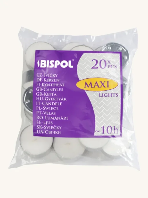 Čajové sviečky, balenie 20 kusov, 10 hodín horenia