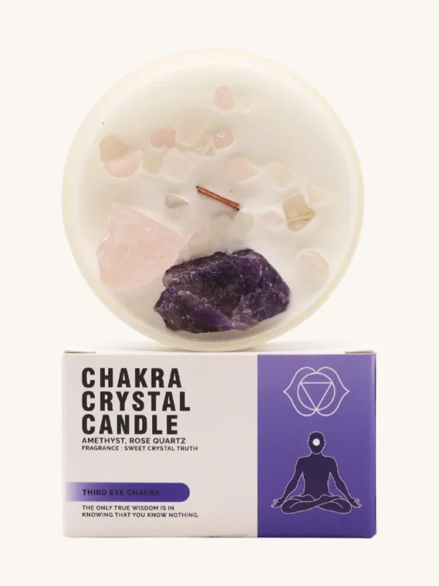 Čakrové sviečky s drahými kameňmi, 7 čakier, Čakra Tretieho Oka