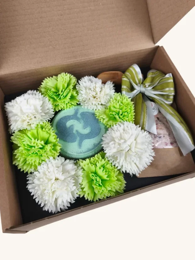 Ryby - darčekový box s mydlovými kvetmi, šumivou bombou a soľou do kúpeľa