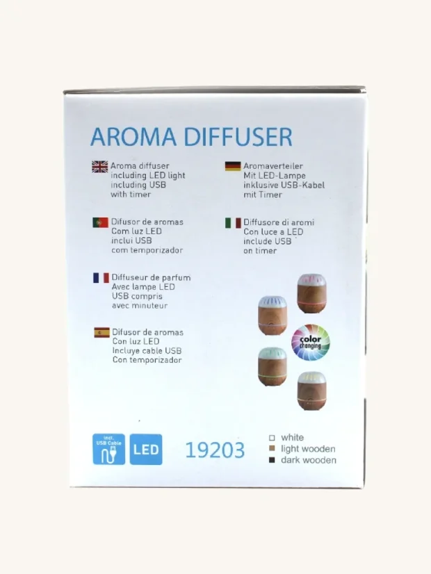 Aróma difuzér Kodaň, 120 ml vody, meniace farby, časovač